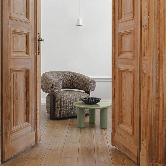 Relaxation Chair Maribel Brown-Cream/Walnut, Rounded Shapes