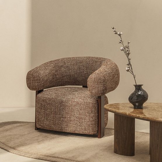 Relaxation Chair Maribel Brown-Cream/Walnut, Rounded Shapes