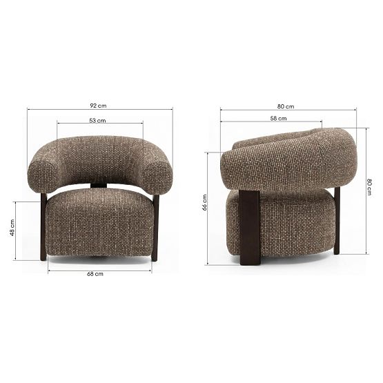 Relaxation Chair Maribel Brown-Cream/Walnut, Rounded Shapes