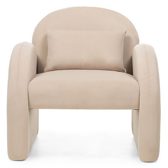 Relaxation Chair Rainbow Light Beige, Velvet, Rounded