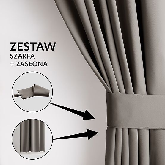 RESTILO BLACKOUT Curtain Beige Color, Tieback, Classic Style, Tape, Blackout Material 140x