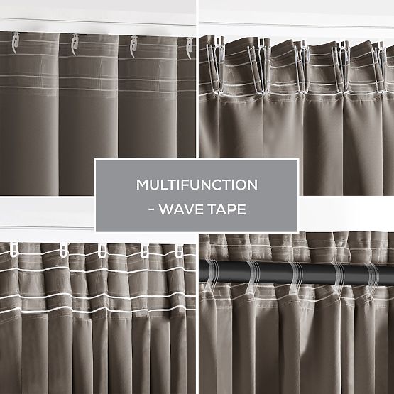 RESTILO BLACKOUT Curtain Beige Color, Tieback, Classic Style, Tape, Blackout Material 140x