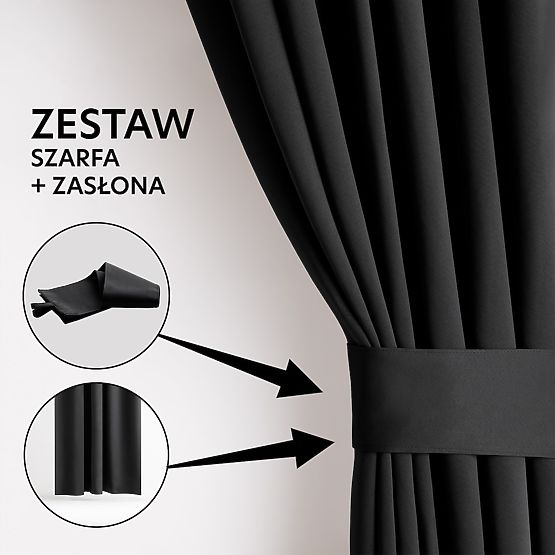 RESTILO BLACKOUT Curtain Black Classic Style Sash Tape Material Blackout 140x245