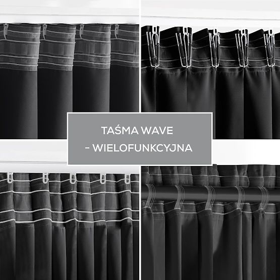 RESTILO BLACKOUT Curtain Black Classic Style Sash Tape Material Blackout 140x245