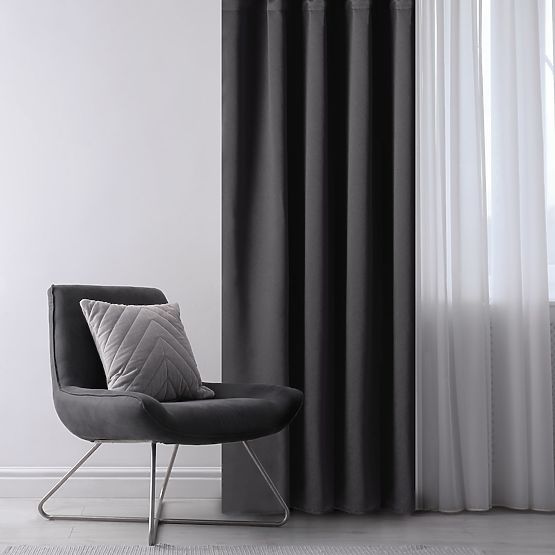 RESTILO BLACKOUT Curtain Black Classic Style Sash Tape Material Blackout 140x245