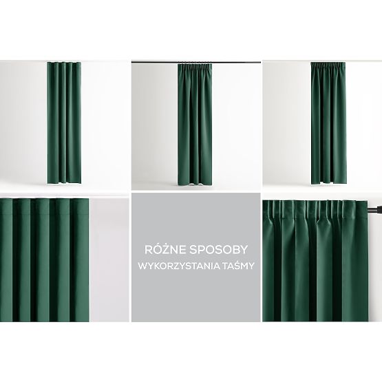 RESTILO BLACKOUT Curtain Bottle Green Color, Classic Style, Multifunctional Tape, Black Material