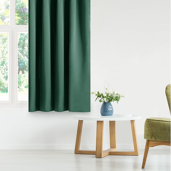 RESTILO BLACKOUT Curtain Bottle Green Color, Classic Style, Multifunctional Tape, Black Material