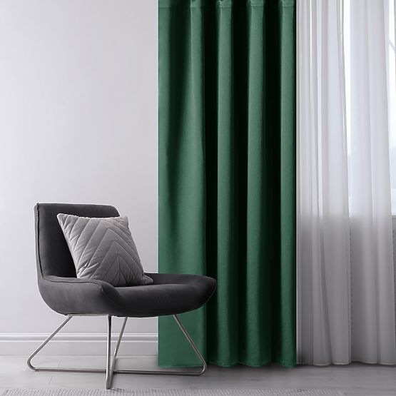 RESTILO BLACKOUT Curtain Bottle Green Color, Classic Style, Multifunctional Tape, Black Material