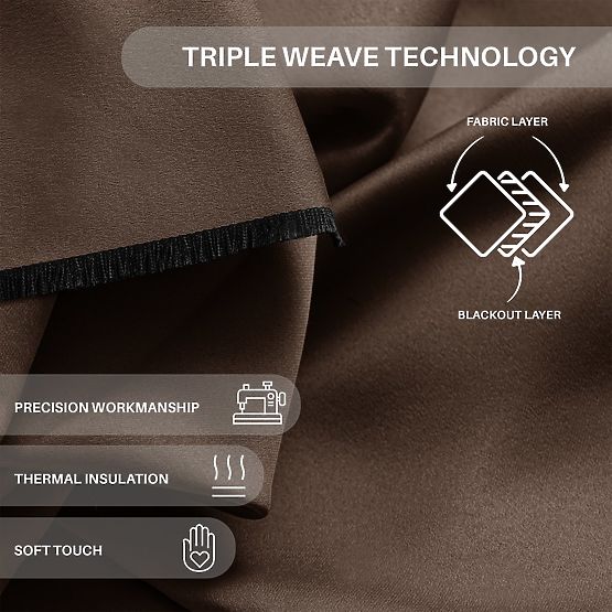 RESTILO BLACKOUT Curtain, Brown Color, Tieback, Classic Style, Silver Eyelets, Material bl