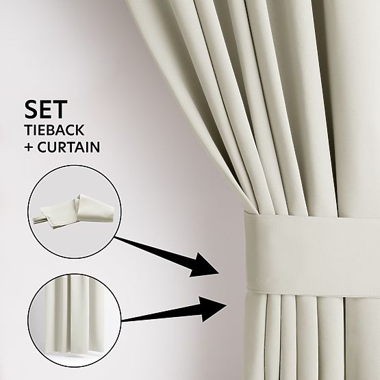 RESTILO BLACKOUT Curtain Cream Color, Classic Style, Silver Eyelets, Material bl