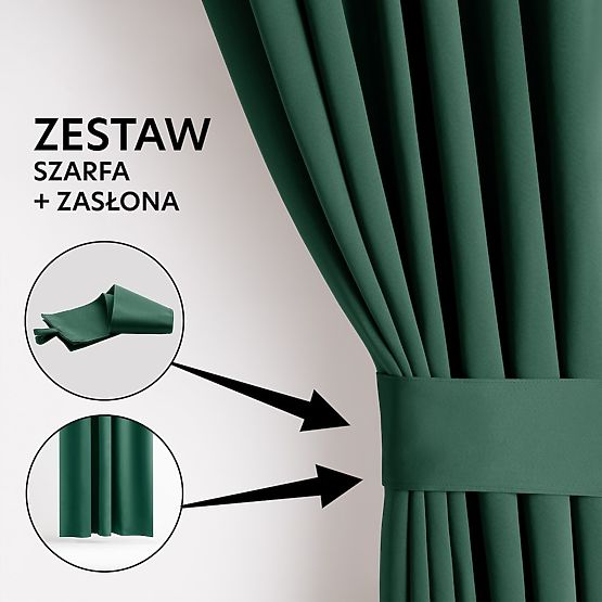 RESTILO BLACKOUT Curtain in Bottle Green, Classic Style, Silver Eyelets