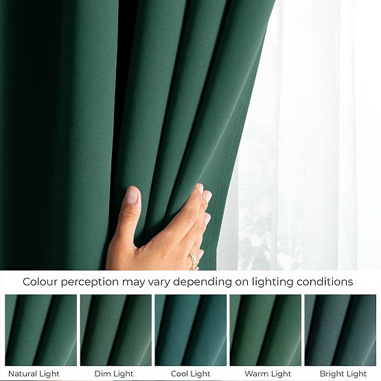 RESTILO BLACKOUT Curtain in Bottle Green, Classic Style, Silver Eyelets