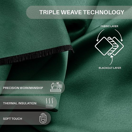 RESTILO BLACKOUT Curtain in Bottle Green, Classic Style, Silver Eyelets