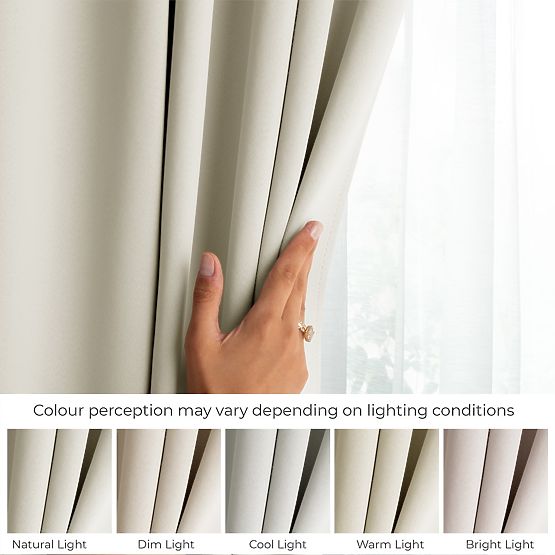 RESTILO BLACKOUT Curtain in Cream Color, Classic Style, Silver Eyelets, Material bl