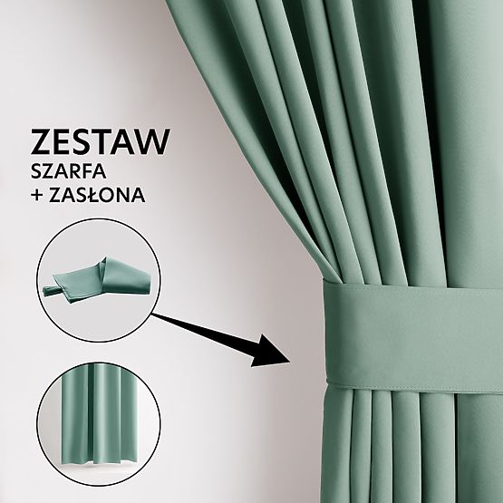 RESTILO BLACKOUT Curtain Mint Color, Classic Style, Silver Eyelets, Material bl