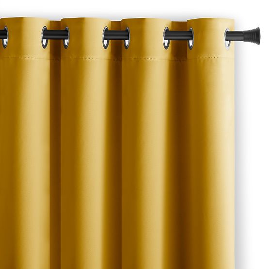 RESTILO BLACKOUT Curtain Mustard Color, Classic Style, Silver Eyelets, Material