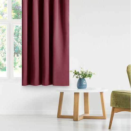 RESTILO BLACKOUT Curtain Red Color, Tieback, Classic Style, Silver Eyelets, Material B