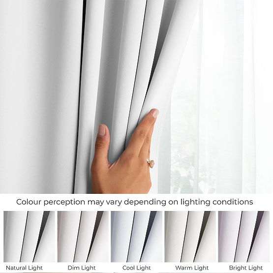 RESTILO BLACKOUT Curtain, White Color, Classic Style, Silver Rings, Blackout Material