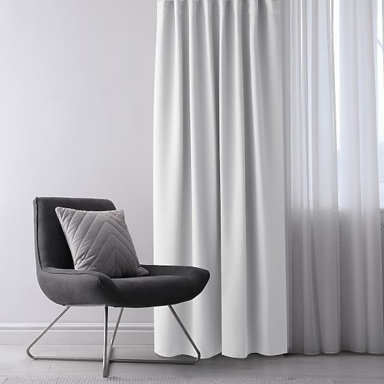 RESTILO BLACKOUT Curtain, White Color, Classic Style, Silver Rings, Blackout Material