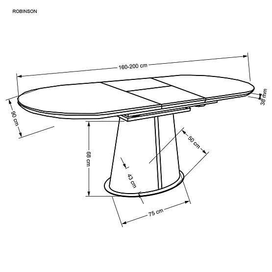 ROBINSON extendable table, beige marble / cappuccino / black