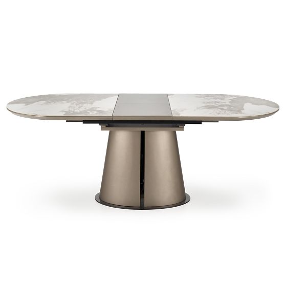 ROBINSON extendable table, beige marble / cappuccino / black