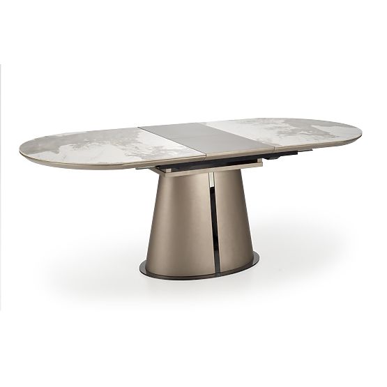ROBINSON extendable table, beige marble / cappuccino / black