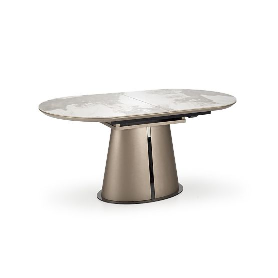 ROBINSON extendable table, beige marble / cappuccino / black