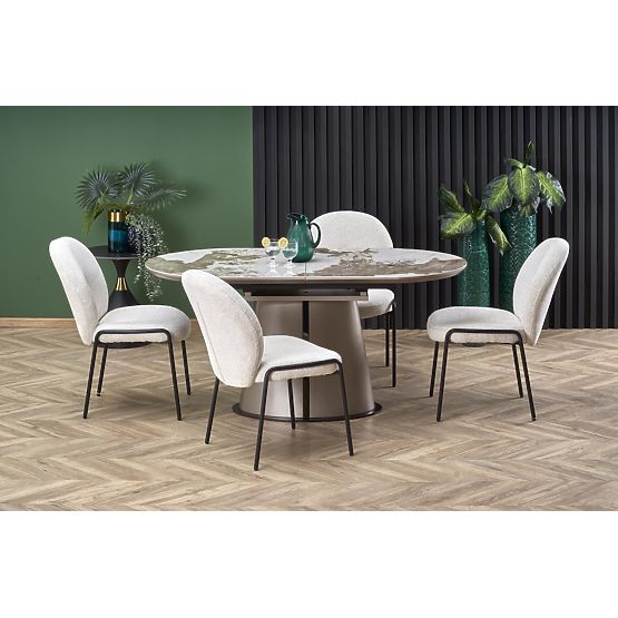 ROBINSON extendable table, beige marble / cappuccino / black
