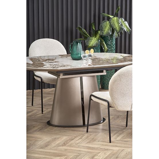 ROBINSON extendable table, beige marble / cappuccino / black