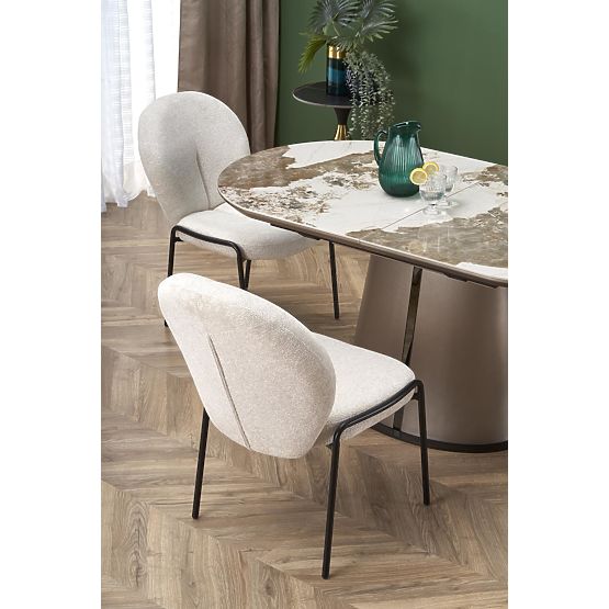 ROBINSON extendable table, beige marble / cappuccino / black