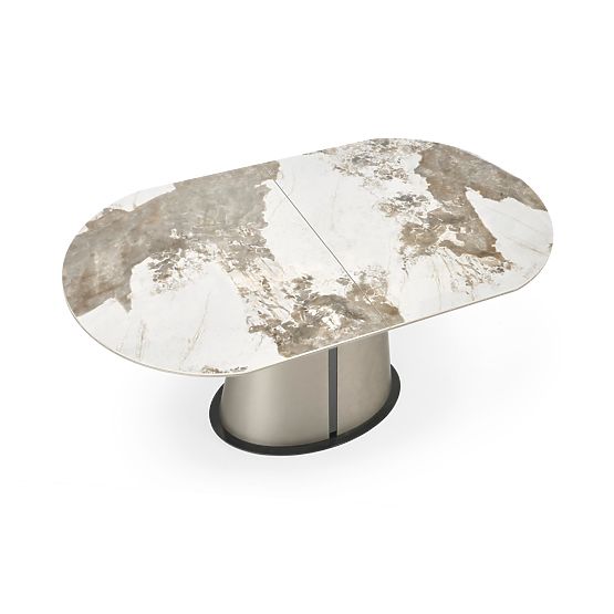 ROBINSON extendable table, beige marble / cappuccino / black