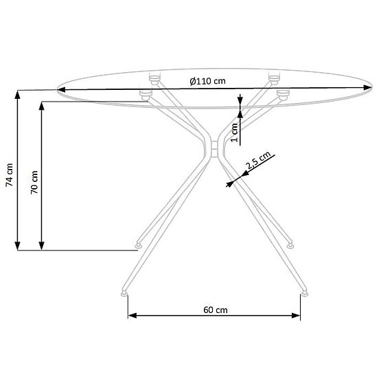 RONDO Table, Top - Clear, Legs - Gold