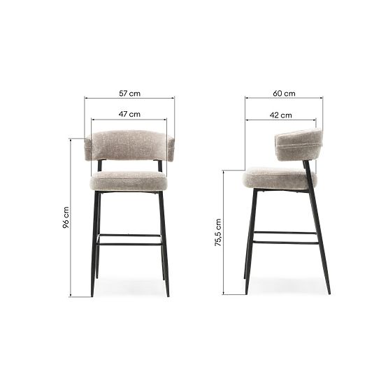 Rosario Bar Stool Beige/Black Legs