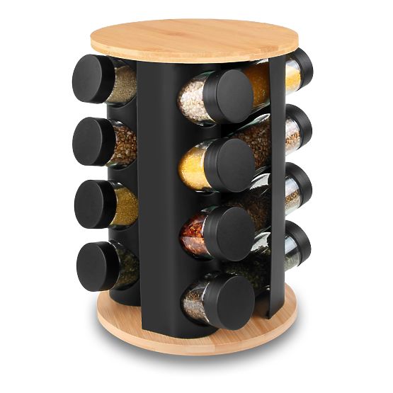 Rotating Spice Rack ROMERO 16 Jars + 72 Stickers