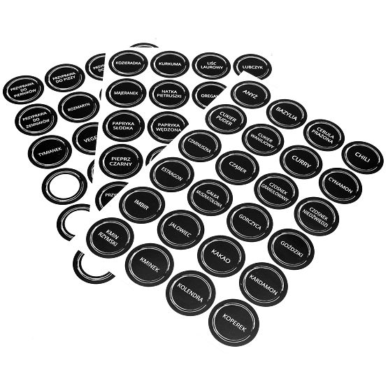 Rotating Spice Rack ROTOR BLACK 20 Jars + 72 Labels