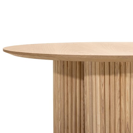 Round Coffee Table Vesby 100 cm, Natural Oak, Ash, Slats