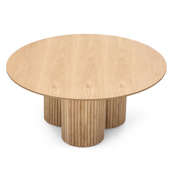 Round Coffee Table Vesby 100 cm, Natural Oak, Ash, Slats