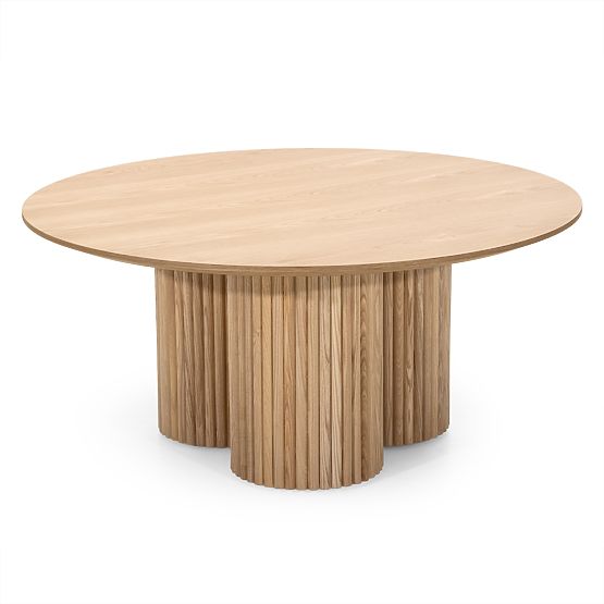Round Coffee Table Vesby 100 cm, Natural Oak, Ash, Slats