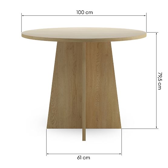 Round Dining Table Merlo 100 cm, Cremona Torro Oak