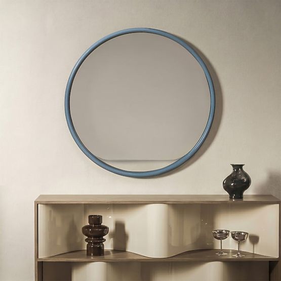 Round Hanging Mirror Zelia, Muted Blue, Glossy