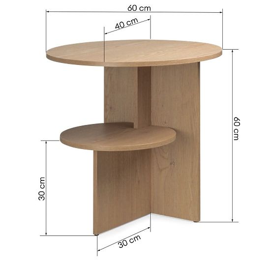Round Side Table Yaso, Cremona Oak Torro
