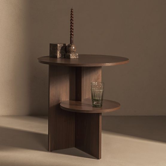 Round Side Table Yaso, Walnut Villa
