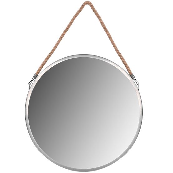 ROUND SILVER MIRROR ON A ROPE 40CM KLMH-0410S-1