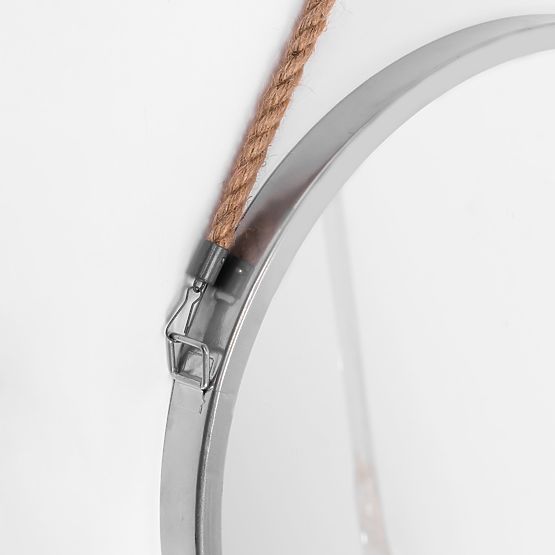 ROUND SILVER MIRROR ON A ROPE 40CM KLMH-0410S-1