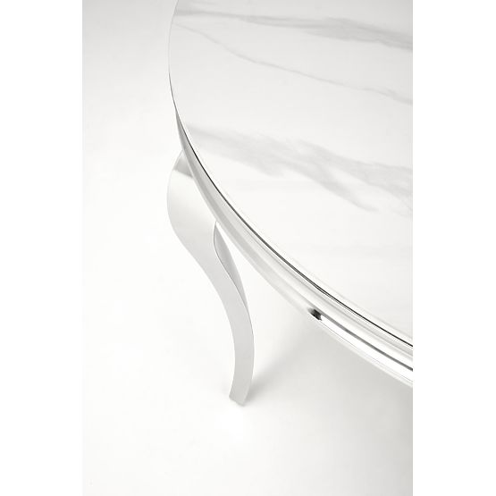 Round Table REGINALD Top - White Marble, Legs - Silver