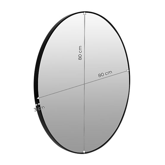 Round Wall Mirror 80 cm Hanging Modern Black Frame Aluminum ModernHome