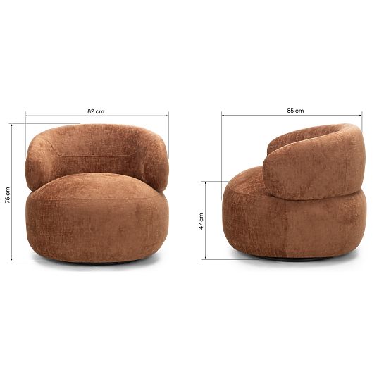 Rumble Swivel Chair Copper, Rounded Shape