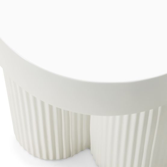 Salerno Coffee Table 45 cm, Round, White, with Grooving