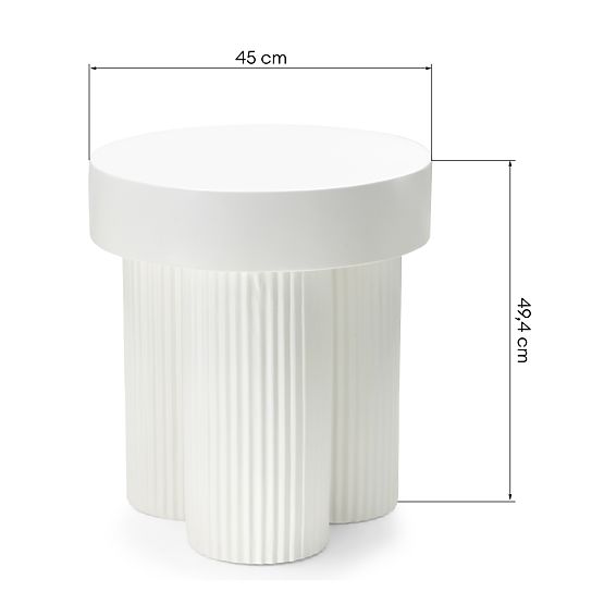 Salerno Coffee Table 45 cm, Round, White, with Grooving