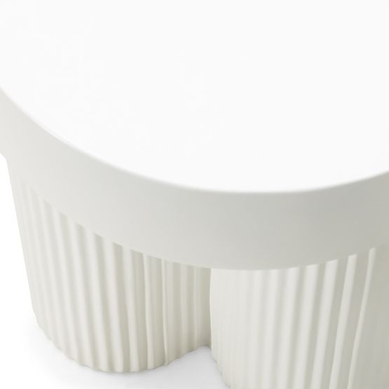 Salerno Coffee Table 45 cm, Round, White, with Grooving